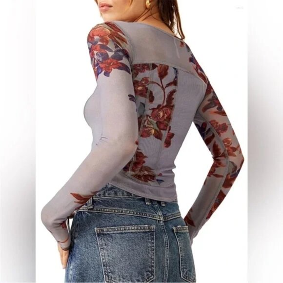Free People Betty's Garden Top Rain Mist (S) - NWT - Picture 2 of 3